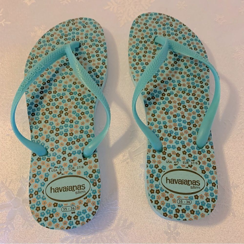 Havaianas Slim Flip Flops Sandals Big Girls 4/5 Excellent